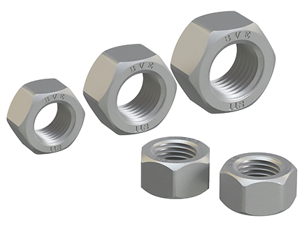 Hexagon nut for high-strength structural bolting with large width across flats for bridge building